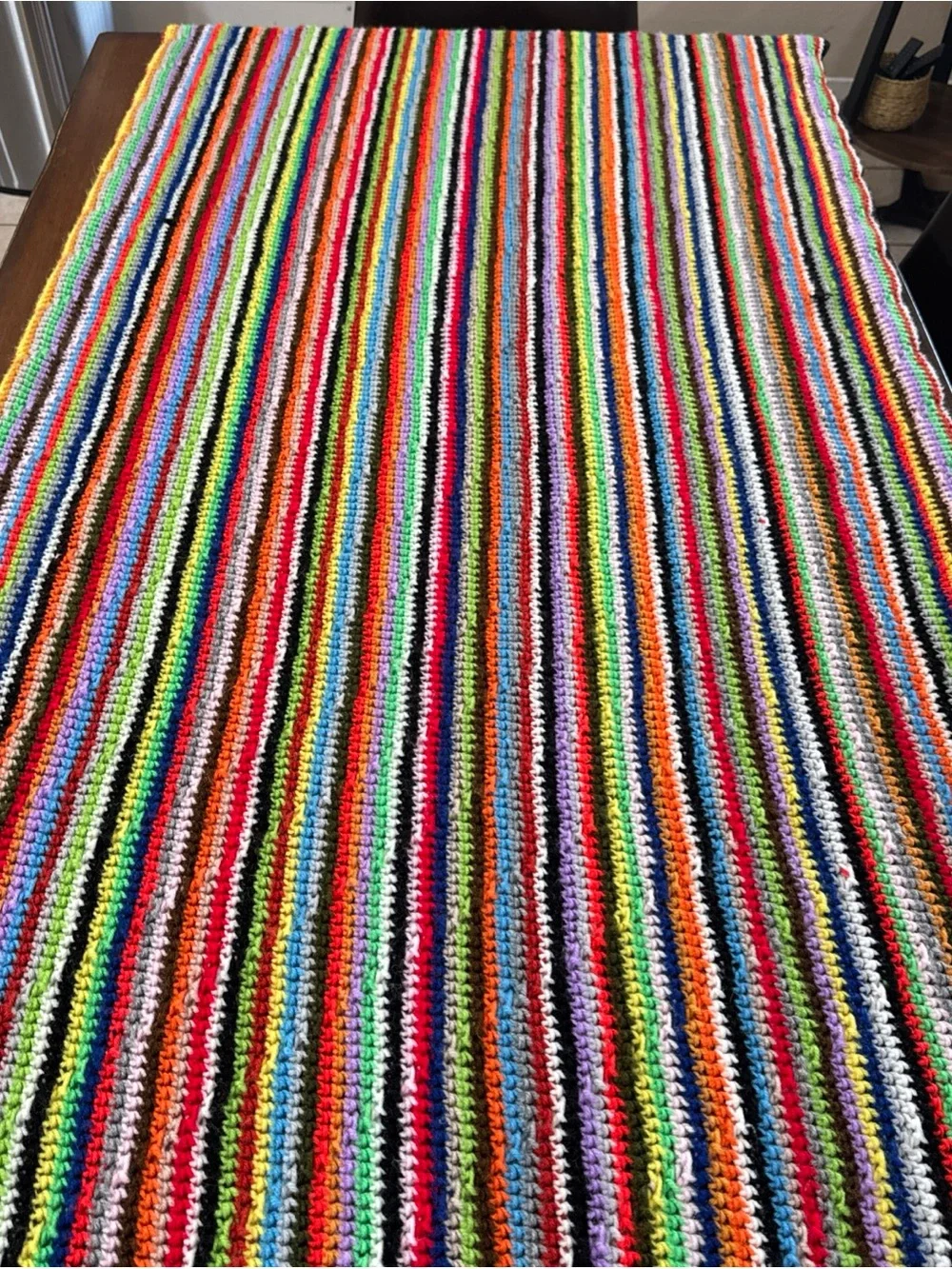 Colorful Multistripe Crochet Throw Blanket - Vibrant Stripes